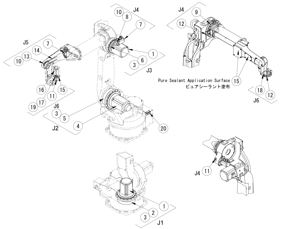 OTC焊接机器人FD-B4L零部件位置图